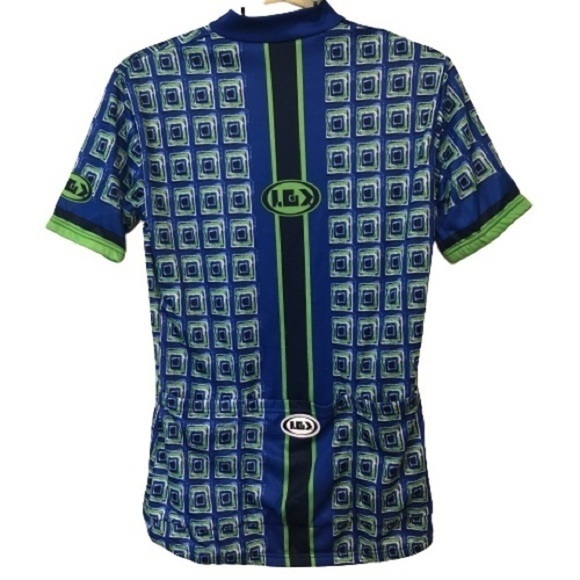 Bicycling Jersey Blue and Lime Green - Picture 2 of 8